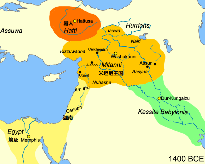 上图:美索不达米亚的米坦尼王国(Mitanni)。「美索不达米亚」原文是「两河间的亚兰」,最初是指两河流域的北部(创二十四10;申二十三4),主前4世纪之后才用来形容整个两河流域。主前1500-1300年,统治美索不达米亚的是胡里安人(Hurrians)的米坦尼王国。主前十四世纪中期,赫人攻击米坦尼王国,许多难民和部落逃离了这个地区。「美索不达米亚王古珊·利萨田」(士三9)可能是其中一位寻找新家园的流浪部落首领。